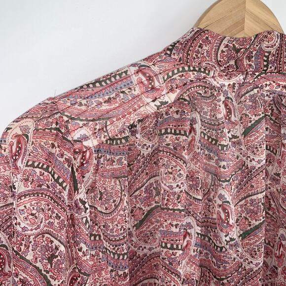 ZARA Paisley Metallic Neck Bow Pussybow Blouse, Pink - Picture 8 of 9